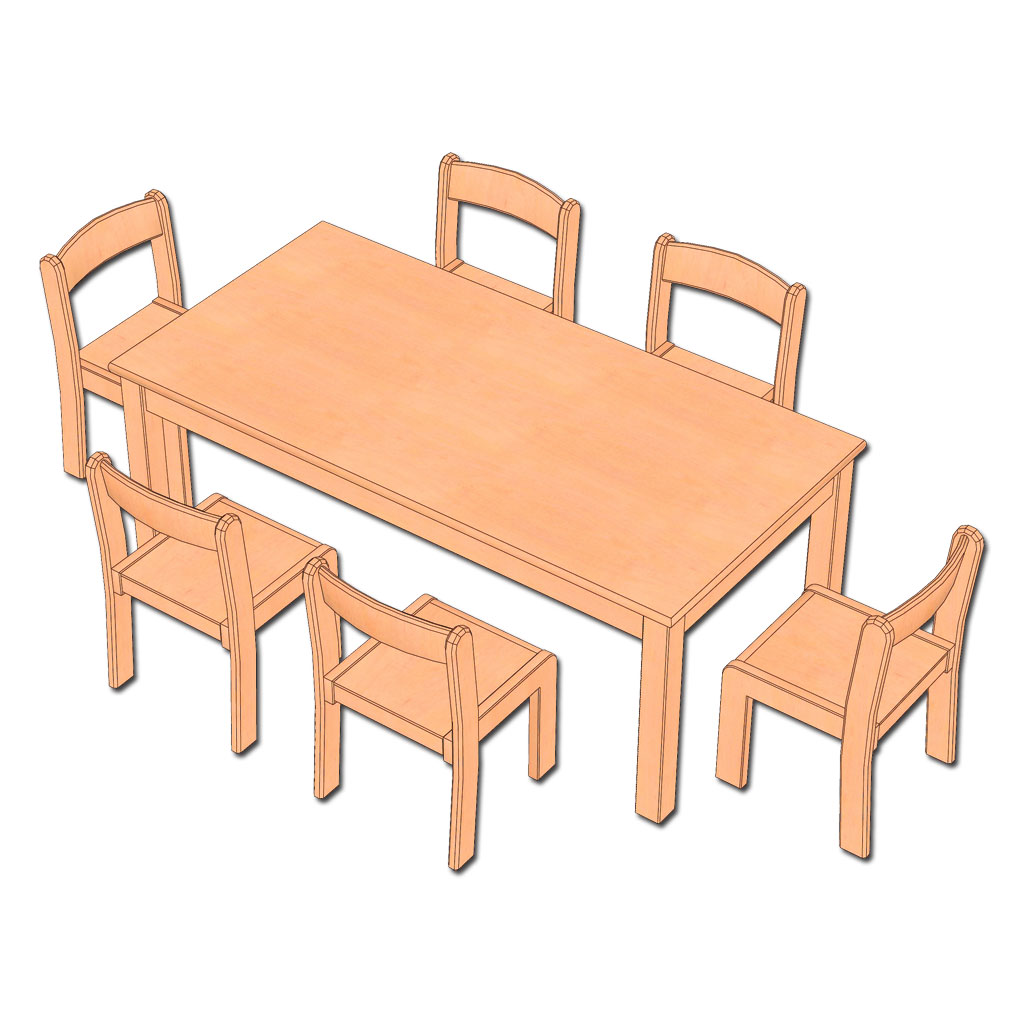 7-teiliges Möbel-Set Rechteck klein