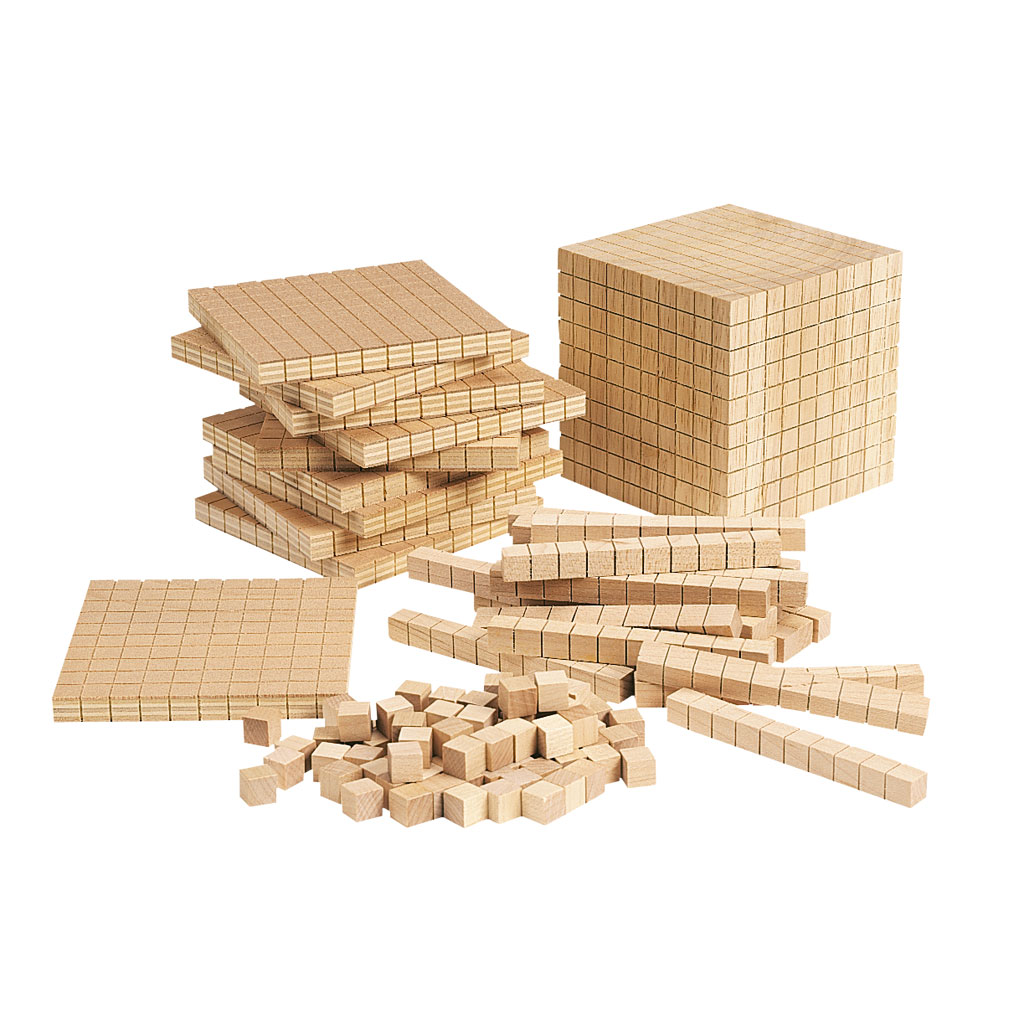 Würfelsatz-Zehnersystem aus Holz-Bild Auf diesem Bild ist das Produkt mit der Art.Nr.: M-3894 zu sehen