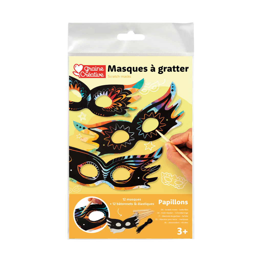 Kratzmasken, 12 Stück