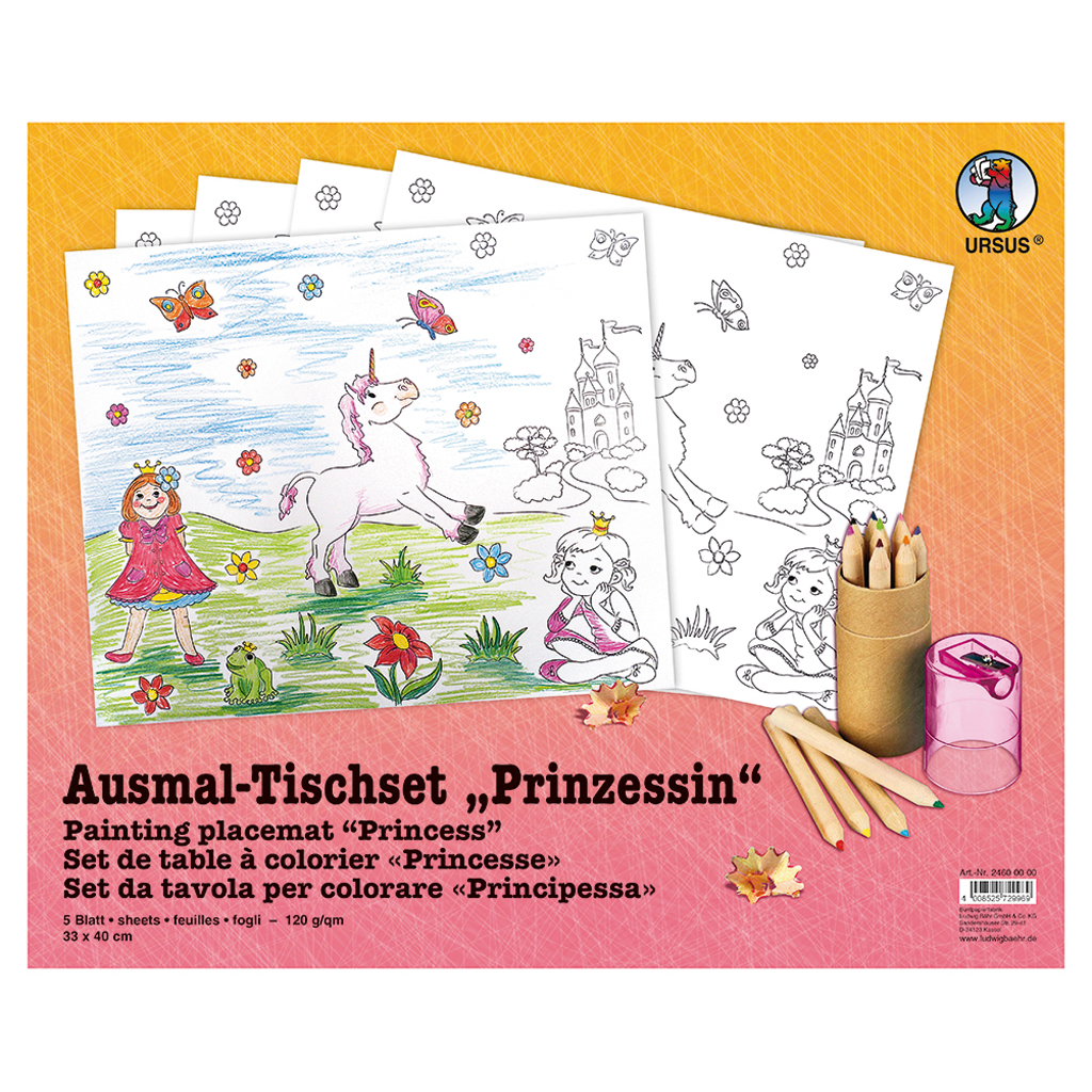 Malunterlagen/Platzsets zum Ausmalen, 5 Blatt