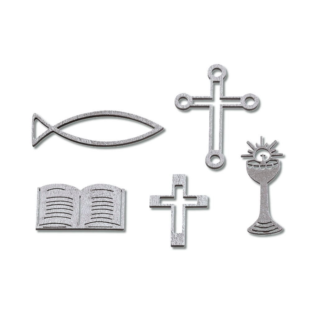 Streudeko Kommunion und Konfirmation aus Holz, 10 Stück