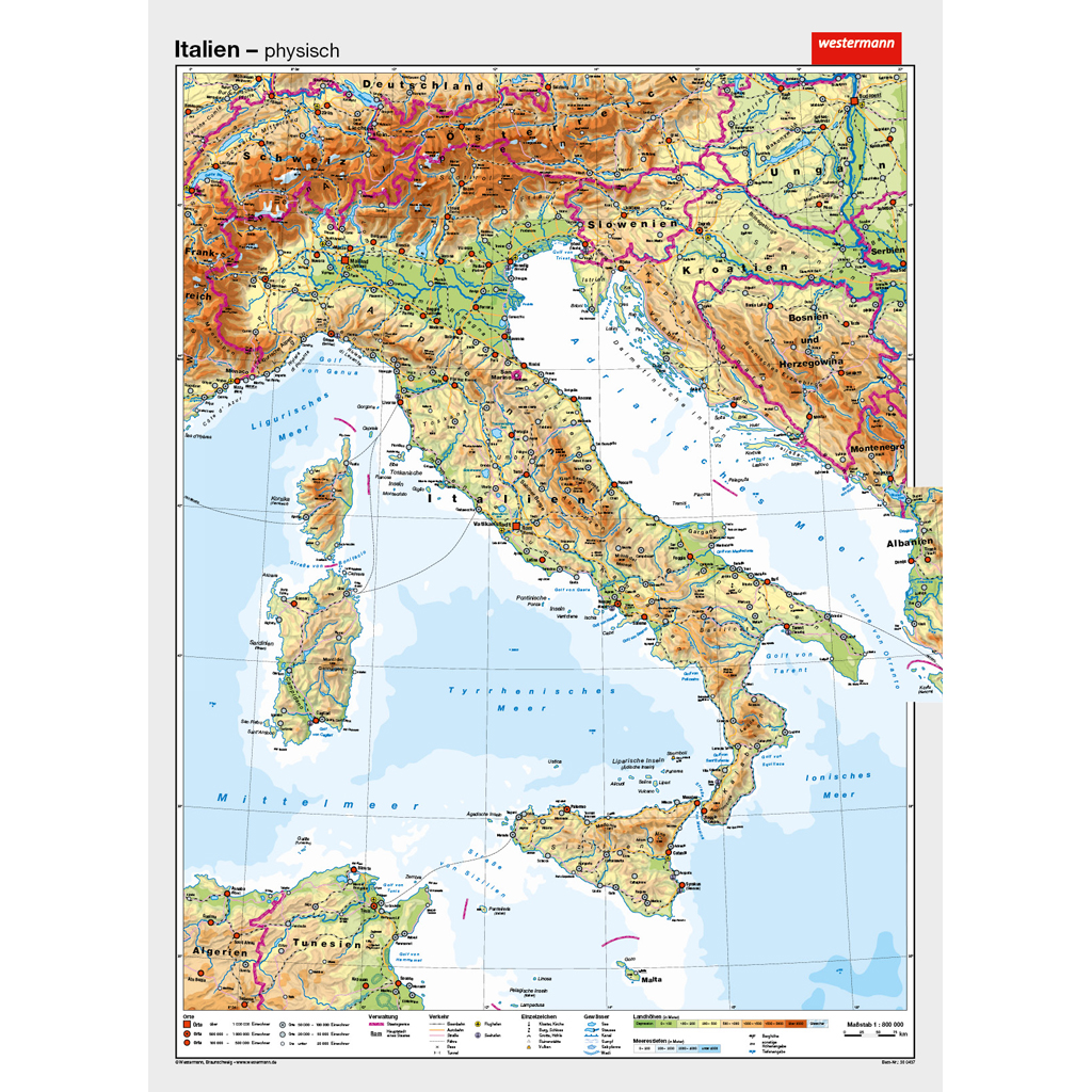 Westermann Wandkarte Italien physisch/politisch