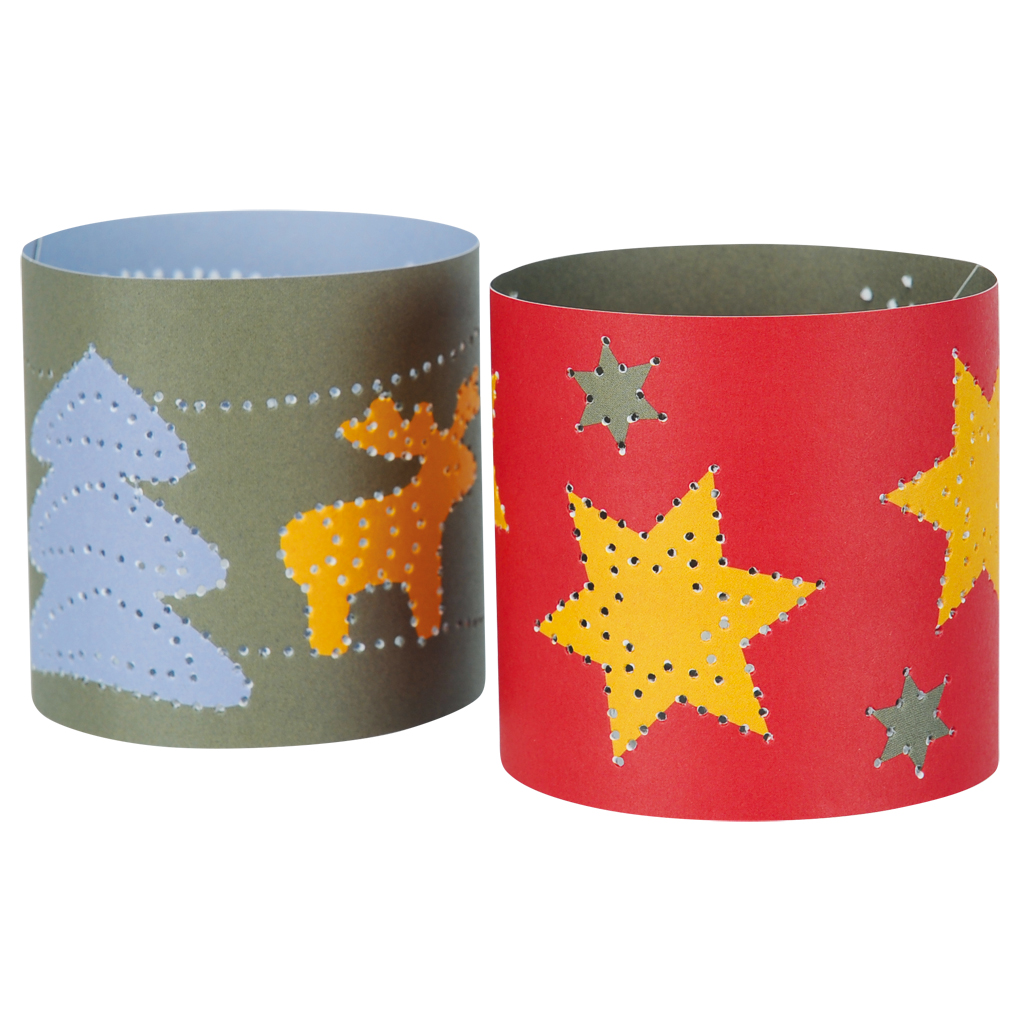 Prickellichter Bastelbogen Weihnachten, Windlichter
