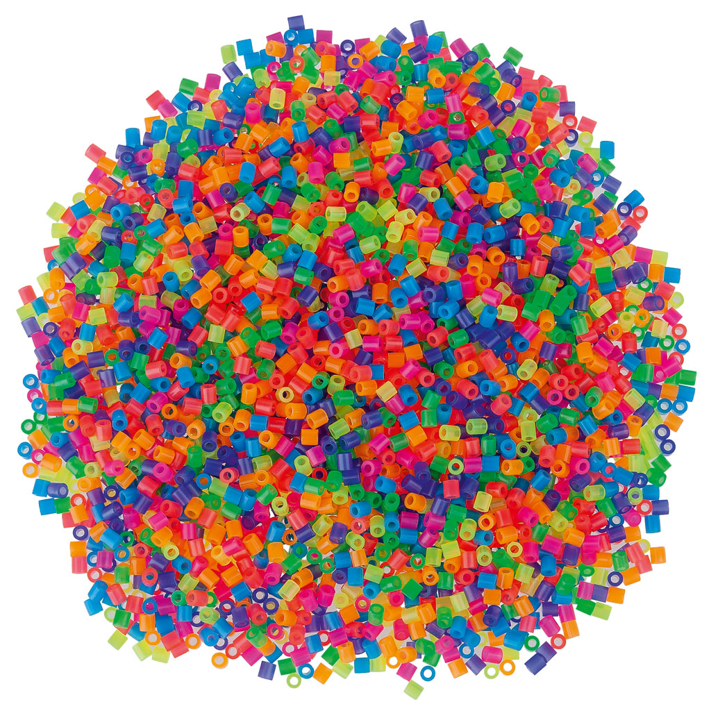 Bügelperlen im Eimer, Neon