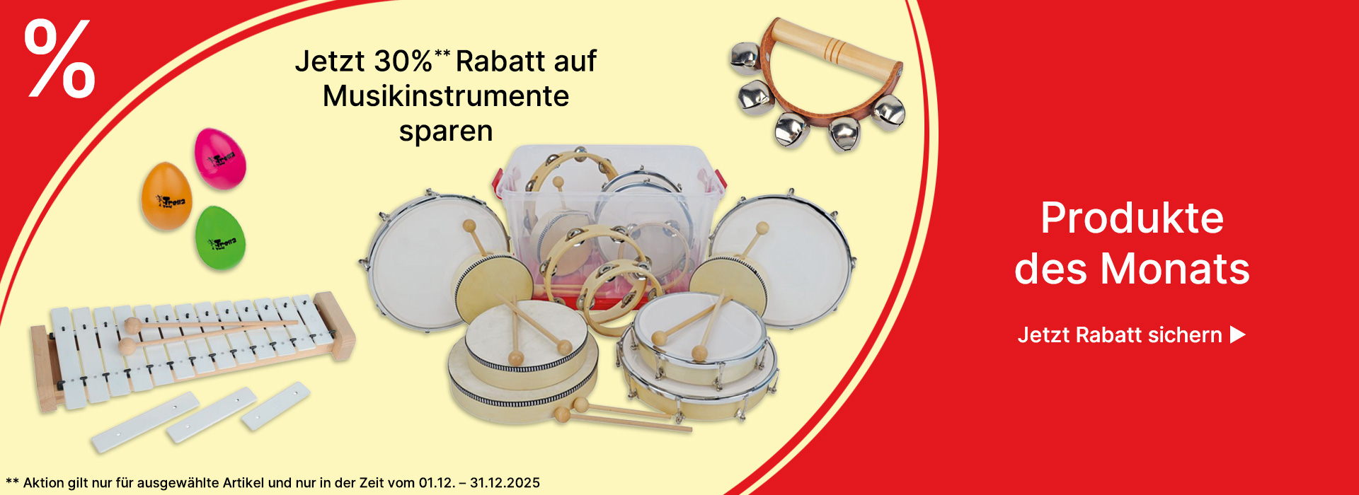 Banner für Produkte des Monats Dezember 2025 Musikinstrumente