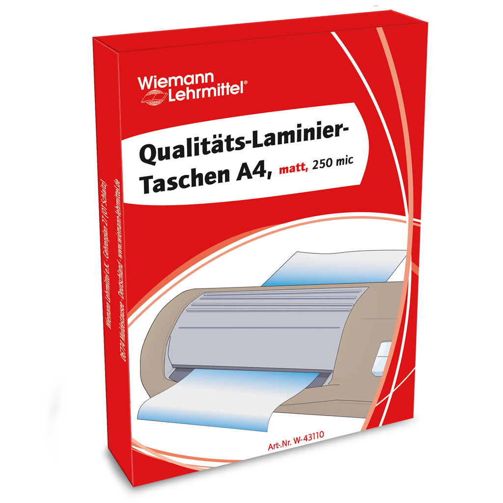 Laminiertaschen DIN A4, matt, mit runden Ecken