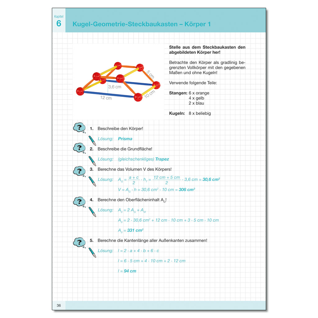 Arbeitsmappe Kugel-Geometrie-Steckbaukasten, Klasse 5–10