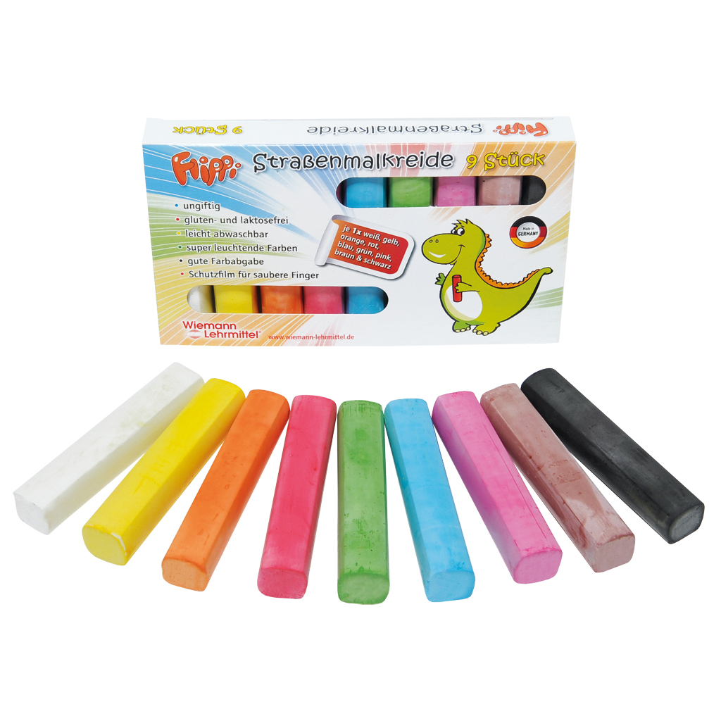 Flippi® Straßenmalkreide, 9 Stück in 9 Farben
