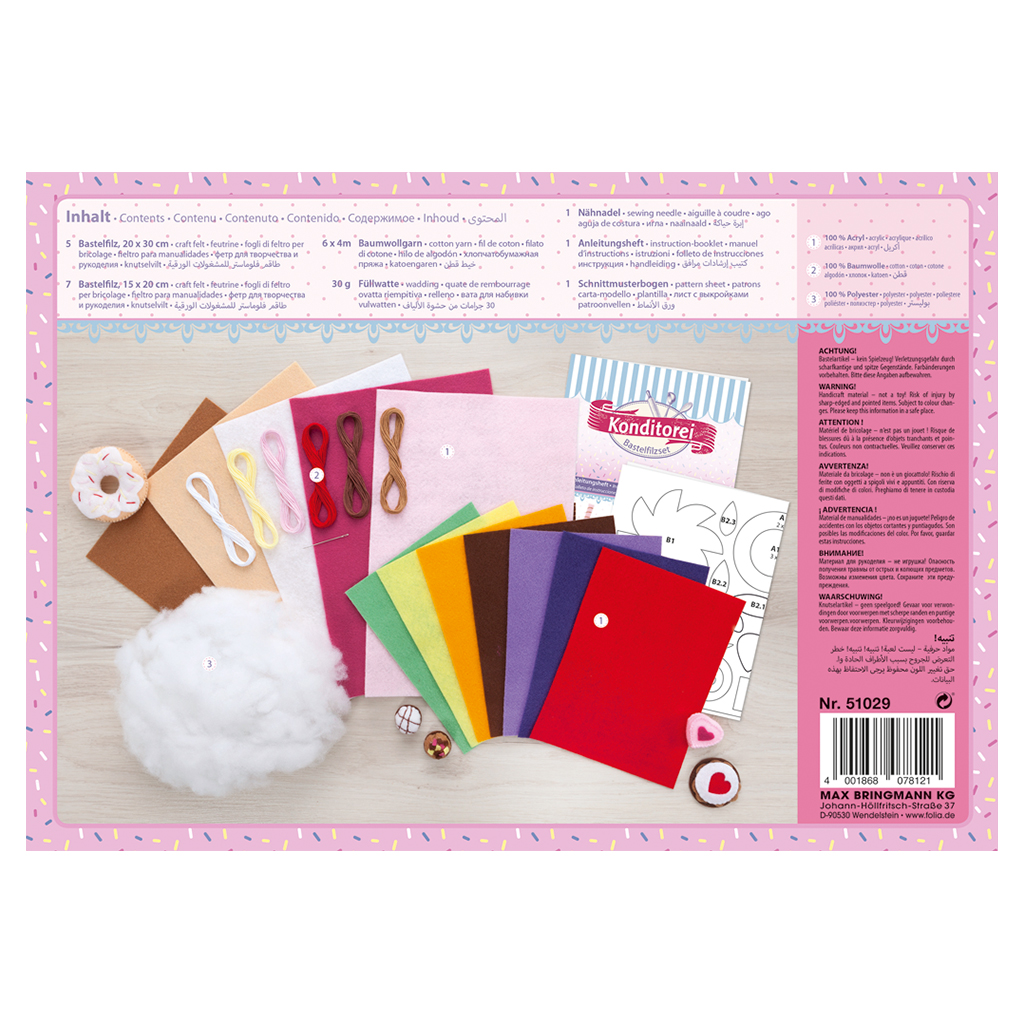 Bastelfilzset Konditorei, 20 Teile Bastelfilzset Konditorei, 20 Teile