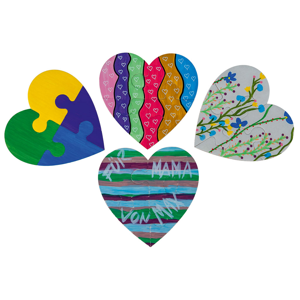 Herz-Puzzle, blanko, 12 Stück