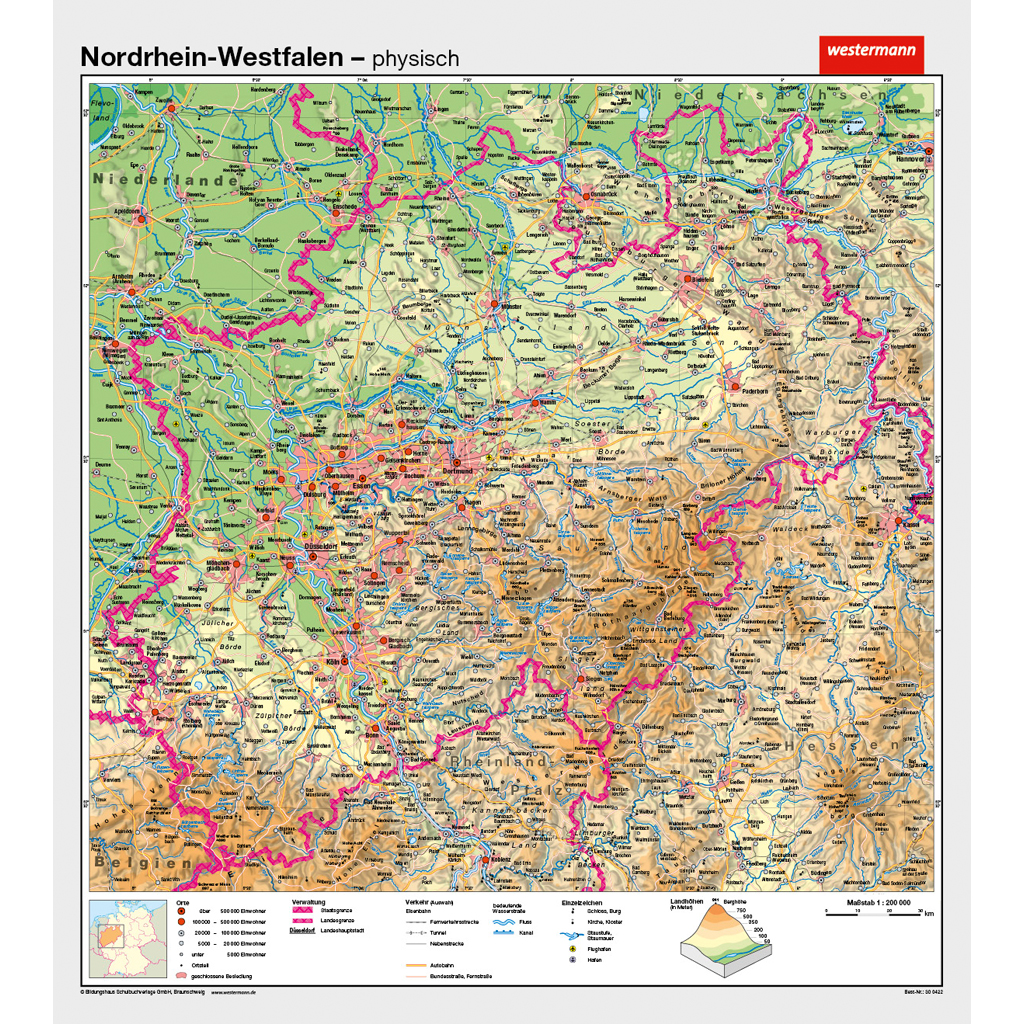 Westermann Wandkarte Nordrhein-Westfalen physisch/politisch