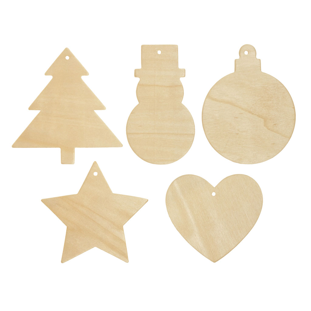 Holzanhänger Winter, blanko, 5 Stück