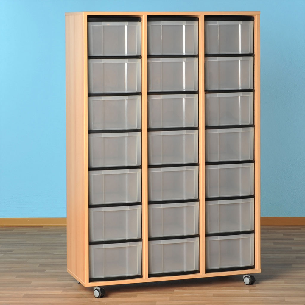 Modulus® Hohes Klassenzimmer-Regal, 3-reihig, fahrbar oder feststehend