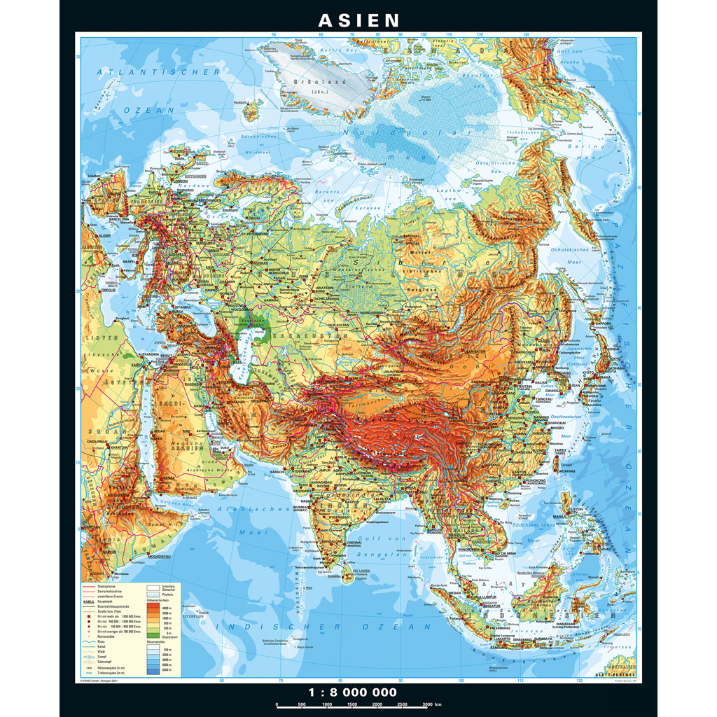 Klett Wandkarte Asien physisch/politisch