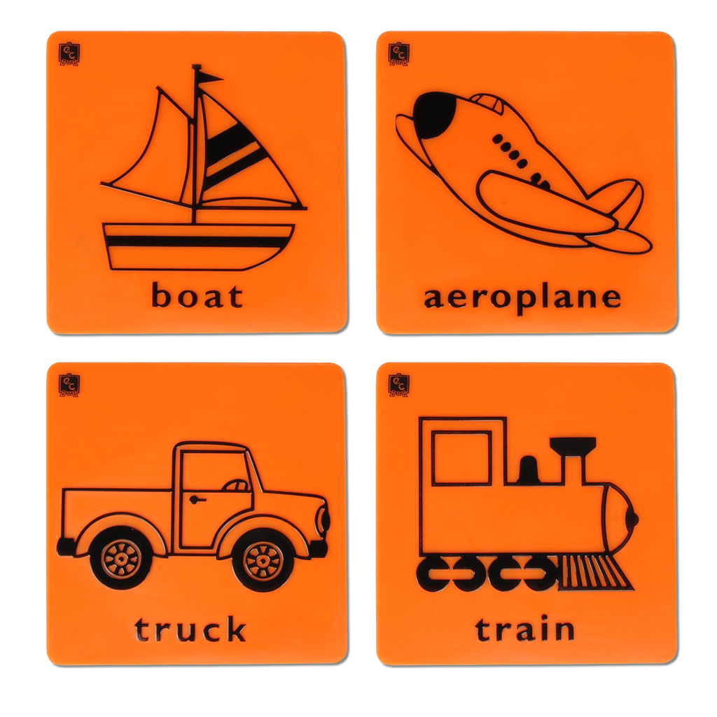 Rubbelplatten mit Transportmotiven, 4 Stück