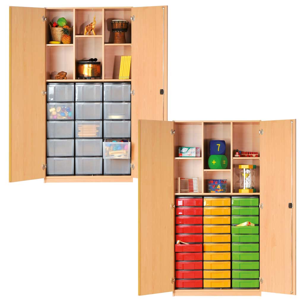 Modulus® Klassenraumschrank mit 2 Mittelwänden, 3 verstellbare Böden