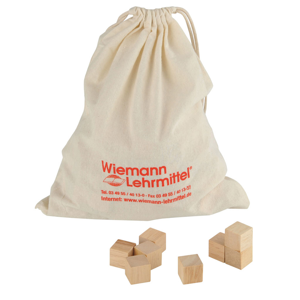 Soma-Würfel Bausatz, inkl. Anleitung und 5 Stoffsäckchen, naturfarben