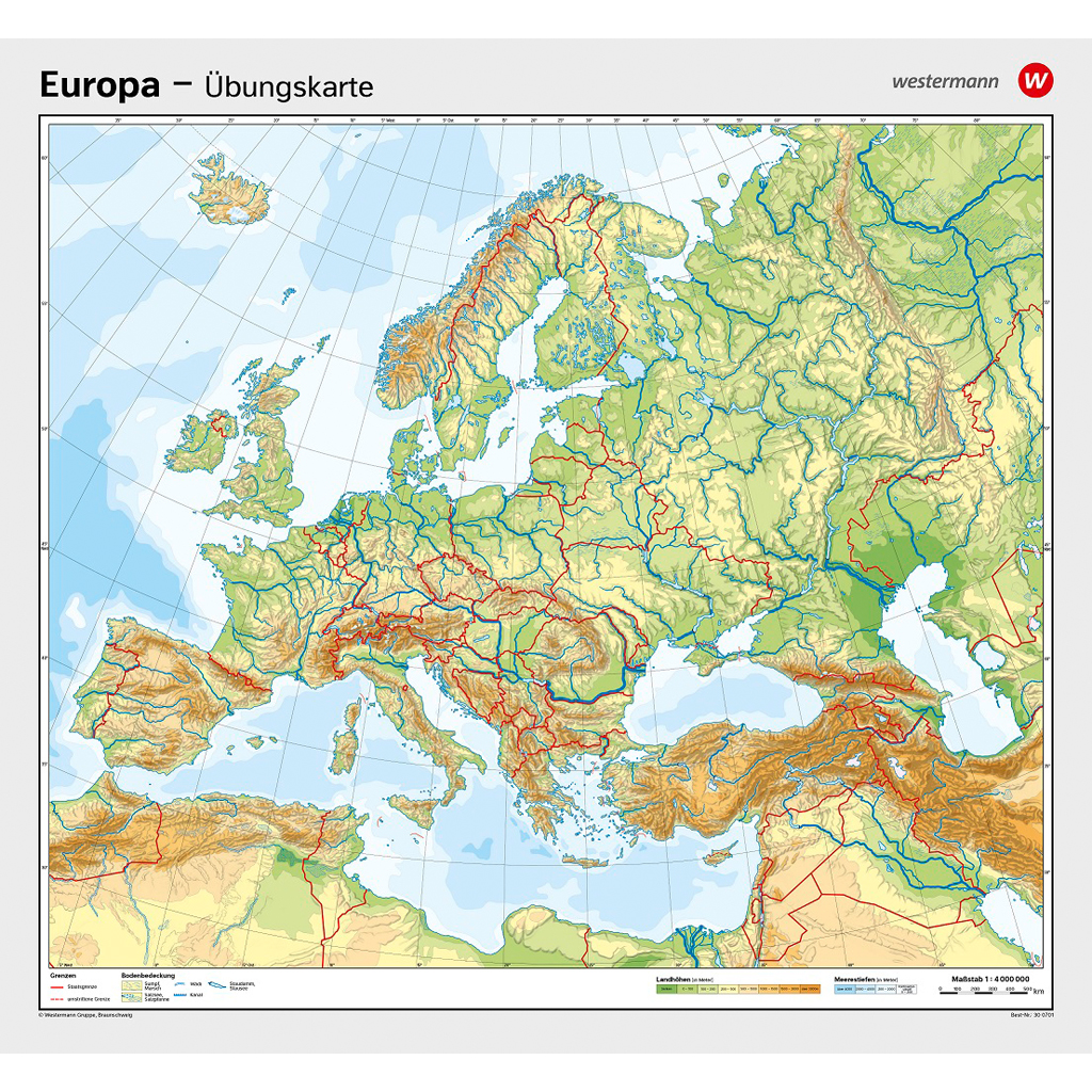 Westermann Europa, physisch/Umrisskarte Westermann Europa, physisch/Umrisskarte