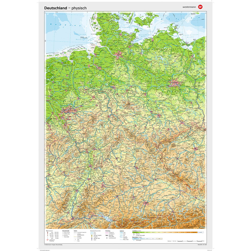 Westermann Posterkarte Deutschland, physisch Westermann Posterkarte Deutschland, physisch