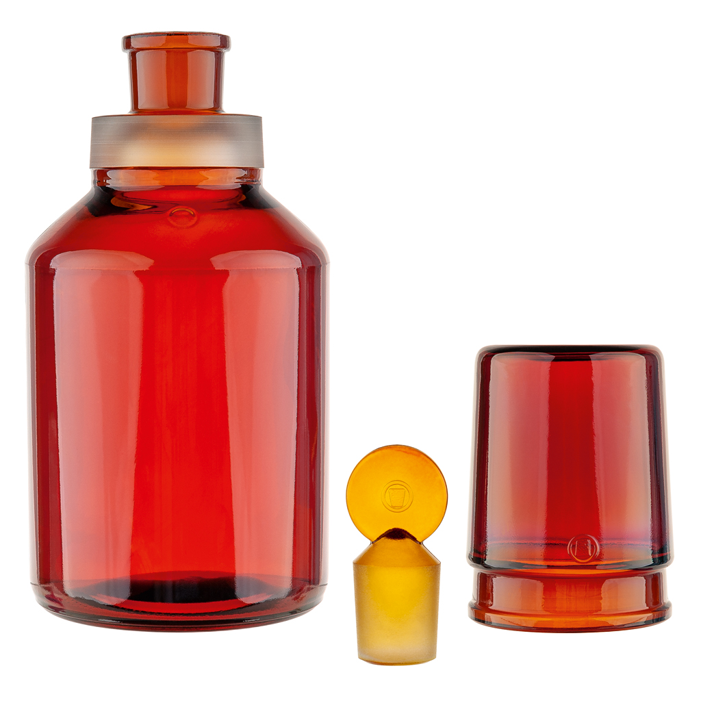 Säurekappenflasche, Duran, Braunglas